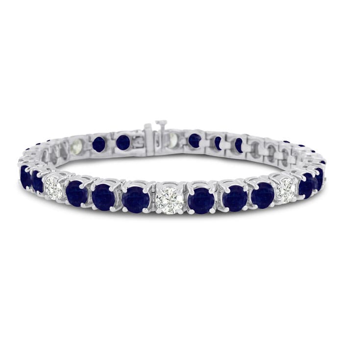 16 Carat Sapphire and Diamond Bracelet In 14 Karat White Gold