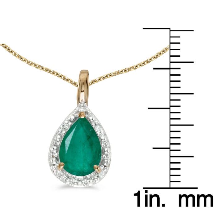 14k Yellow Gold Pear Emerald Pendant with 18" Chain
