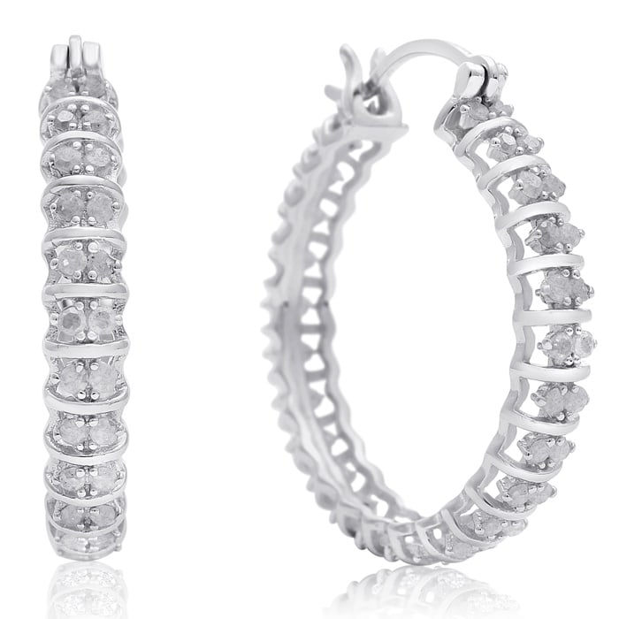 1/2 Carat Natural Rose Cut Diamond Hoop Earrings, 1 Inch. Our Most Popular  1/2 Carat Hoop Earrings!