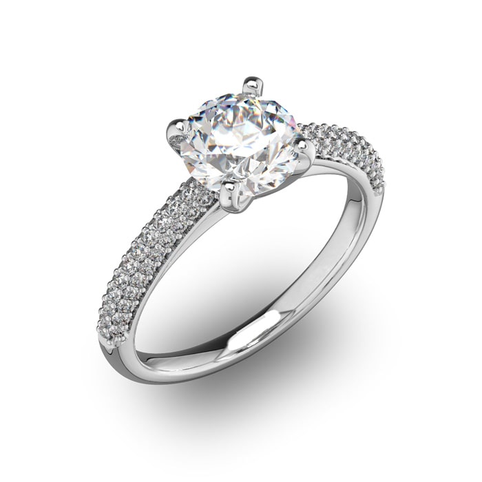 14 Karat White Gold 2 Carat Classic Round Diamond Engagement Ring