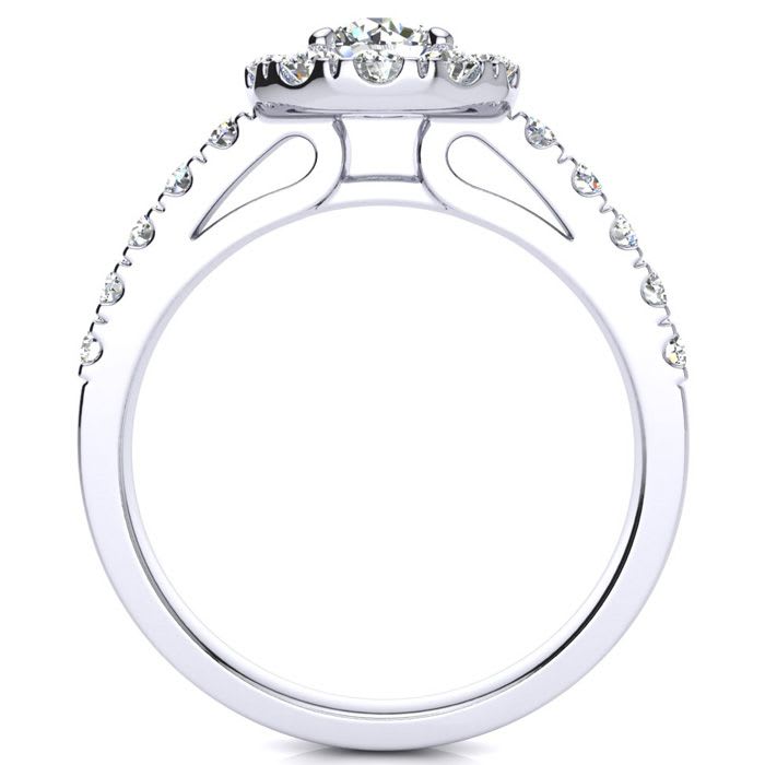 1 Carat Floating Halo Round Diamond Engagement Ring in 14 Karat White Gold 
