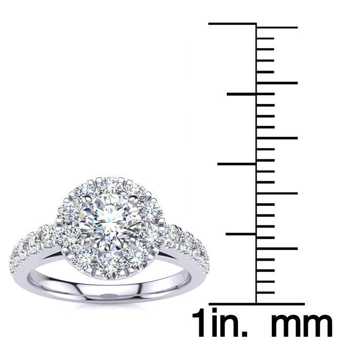 1 Carat Floating Halo Round Diamond Engagement Ring in 14 Karat White Gold 