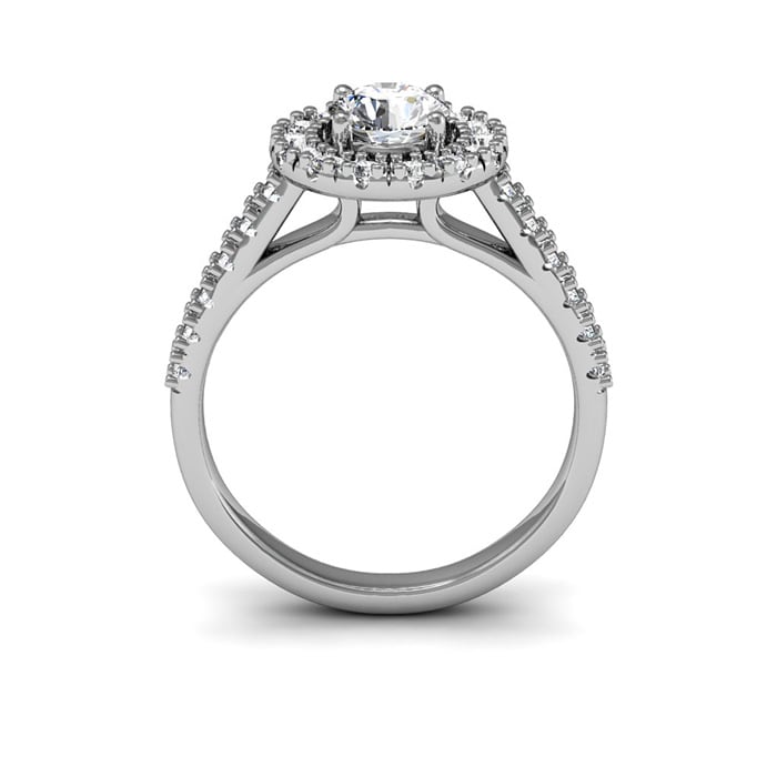 1 Carat Floating Halo Round Diamond Engagement Ring in 14 Karat White Gold 