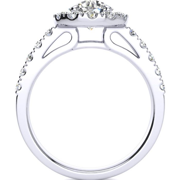 14 Karat White Gold 1 1/3 Carat Classic Round Halo Diamond Engagement Ring