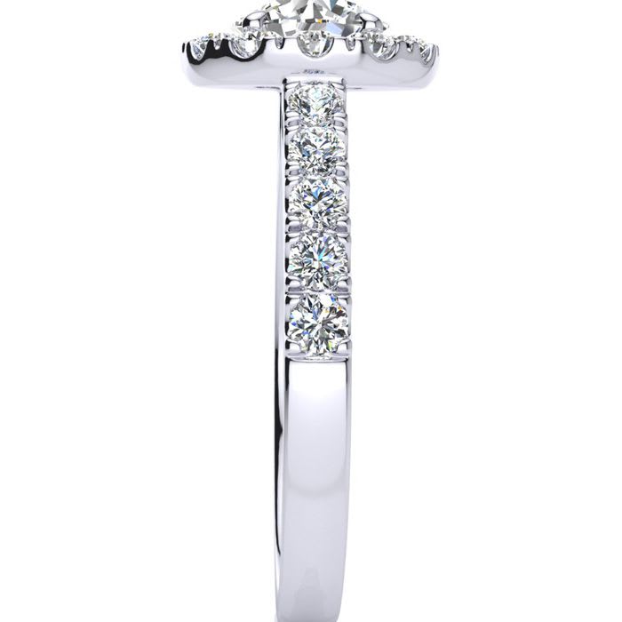 14 Karat White Gold 1 1/3 Carat Classic Round Halo Diamond Engagement Ring