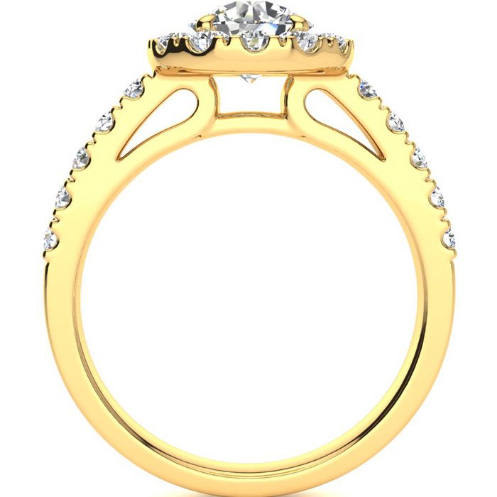 14 Karat Yellow Gold 1 1/3 Carat Classic Round Halo Diamond Engagement Ring
