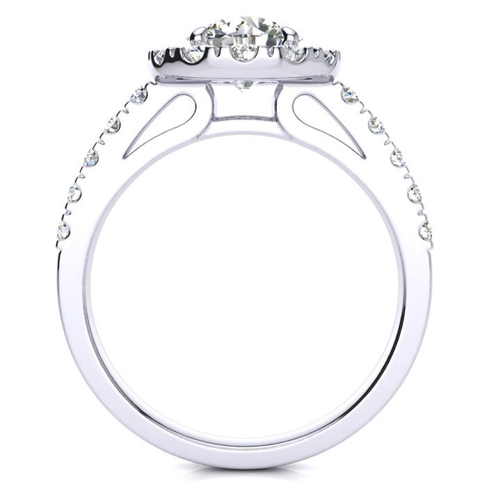 14 Karat White Gold 1 1/2 Carat Classic Round Halo Diamond Engagement Ring