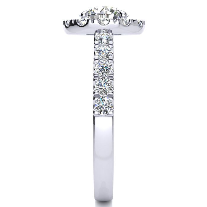 14 Karat White Gold 1 1/2 Carat Classic Round Halo Diamond Engagement Ring