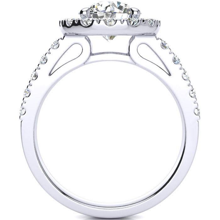 14 Karat White Gold 2 1/4 Carat Classic Round Halo Diamond Engagement Ring