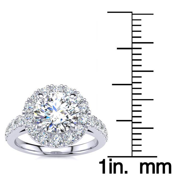 14 Karat White Gold 2 1/4 Carat Classic Round Halo Diamond Engagement Ring