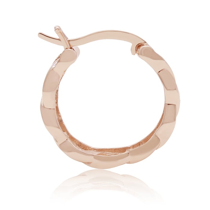 Elegant Diamond Hoop Earrings, Rose Gold Overlay, 3/4 Inch
