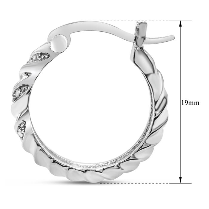 Elegant Swirl Diamond Hoop Earrings, Platinum Overlay, 3/4 Inch
