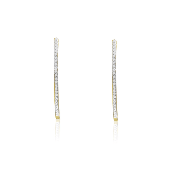 Delicate Diamond Swirl Hoop Earrings, Gold Overlay, 1 Inch

