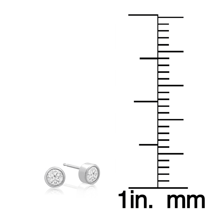 1/5 Carat Bezel Set Diamond Stud Earrings Crafted In 14 Karat White Gold
