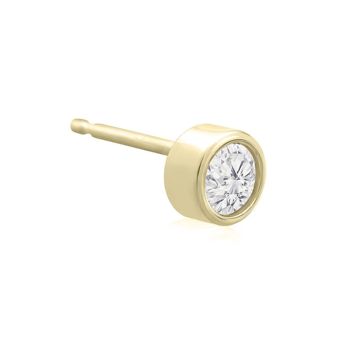 1/5 Carat Bezel Set Diamond Stud Earrings Crafted In 14 Karat Yellow Gold