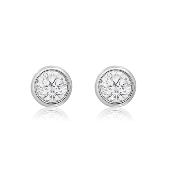Diamond Stud Earrings | 1/3 Carat Bezel Set Diamond Stud Earrings