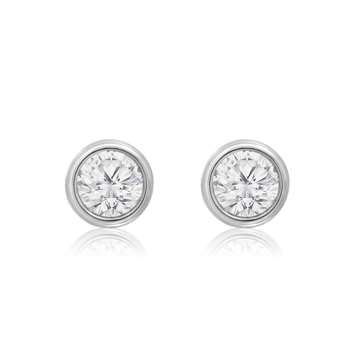 1/3 Carat Bezel Set Diamond Stud Earrings Crafted In 14 Karat White Gold