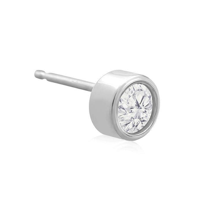 1/3 Carat Bezel Set Diamond Stud Earrings Crafted In 14 Karat White Gold