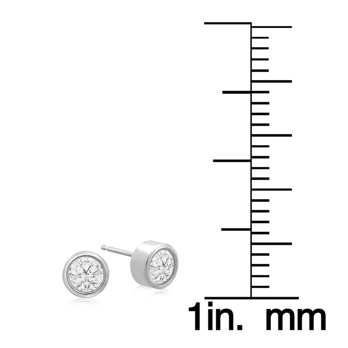 1/2 Carat Bezel Set Diamond Stud Earrings Crafted In 14 Karat White Gold
