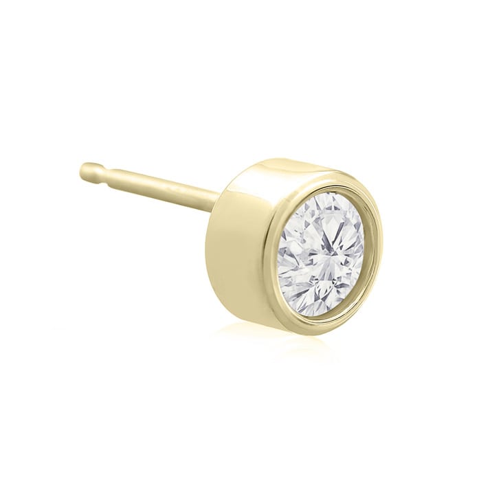 1/2 Carat Bezel Set Diamond Stud Earrings Crafted In 14 Karat Yellow Gold