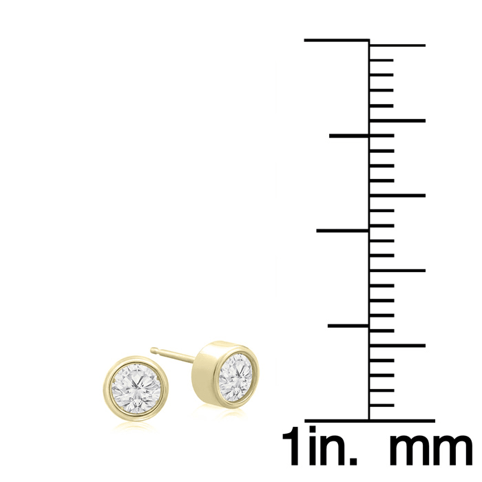 1/2 Carat Bezel Set Diamond Stud Earrings Crafted In 14 Karat Yellow Gold