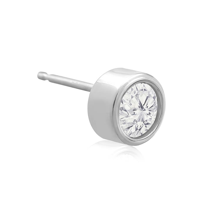 3/4 Carat Bezel Set Diamond Stud Earrings Crafted In 14 Karat White Gold