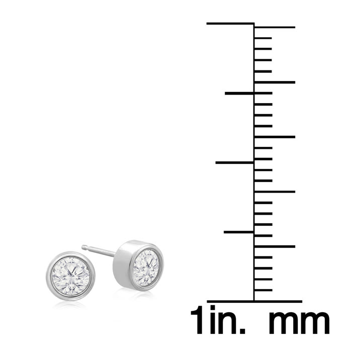 3/4 Carat Bezel Set Diamond Stud Earrings Crafted In 14 Karat White Gold