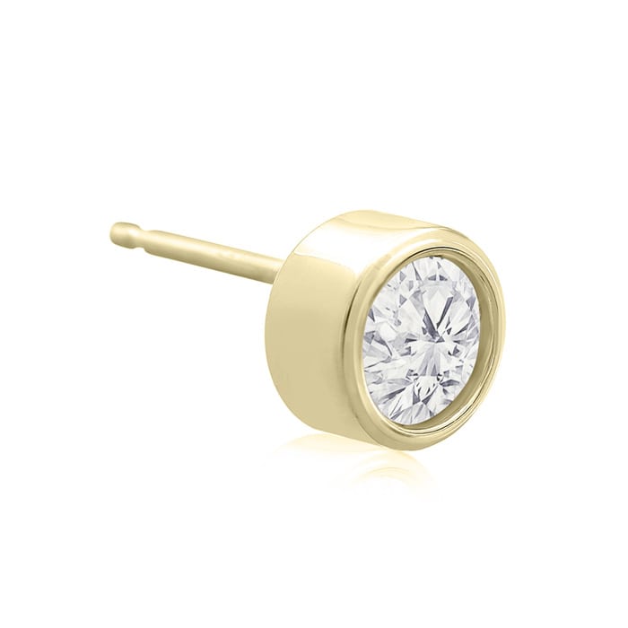 3/4 Carat Bezel Set Diamond Stud Earrings Crafted In 14 Karat Yellow Gold
