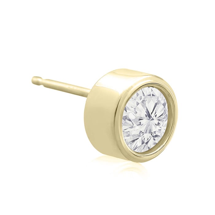 1 1/3 Carat Bezel Set Diamond Stud Earrings Crafted In 14 Karat Yellow Gold