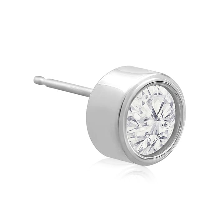1 1/2 Carat Bezel Set Diamond Stud Earrings Crafted In 14 Karat White Gold