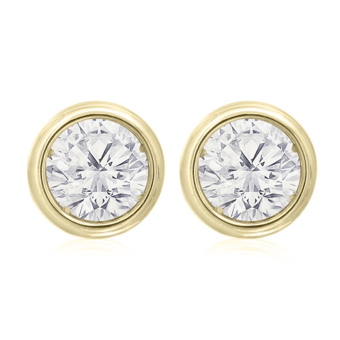 2 carat bezel set cheap diamond earrings