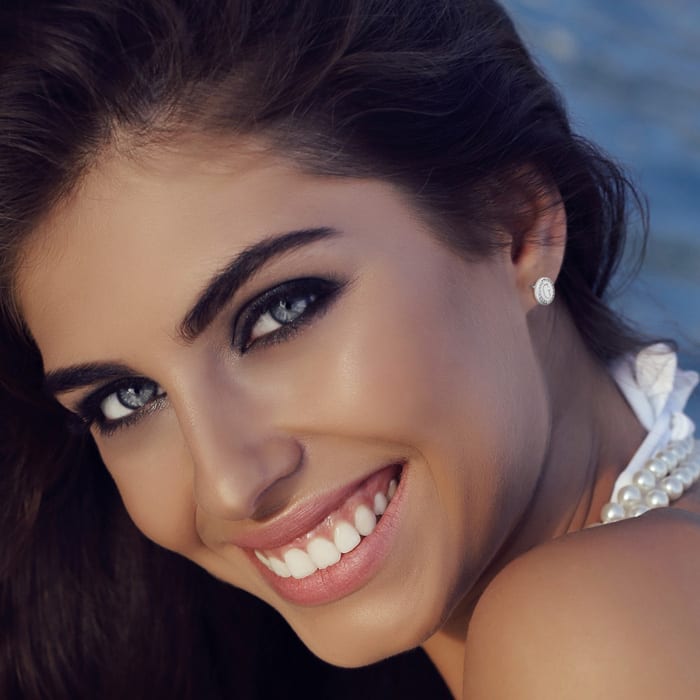 "G" Initial Diamond Stud Earrings In Sterling Silver