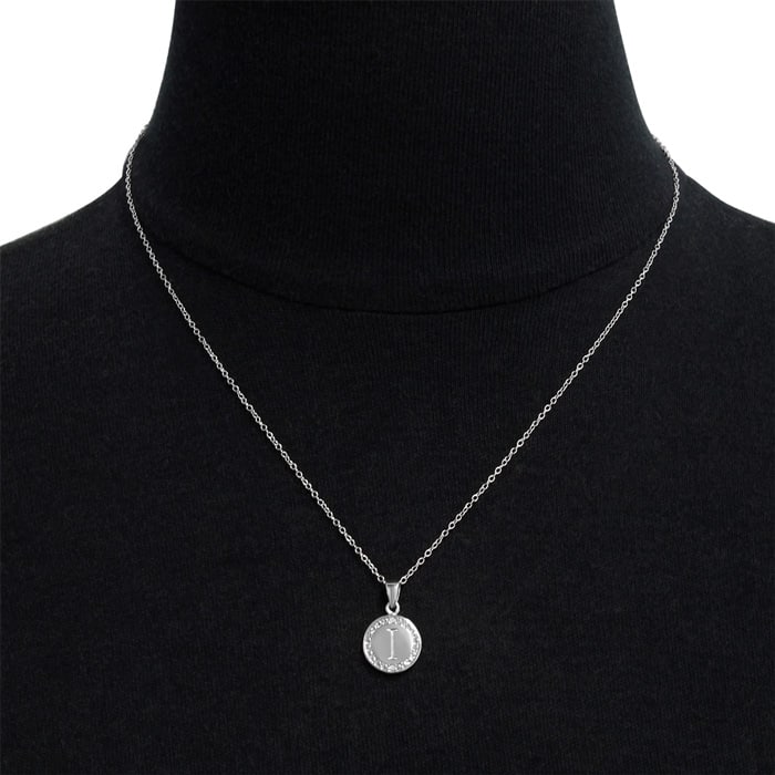 Letter I Diamond Initial Necklace In Sterling Silver, 18 Inches
