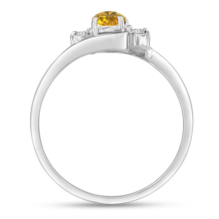 1/2ct Citrine and Diamond Ring In 14K White Gold
