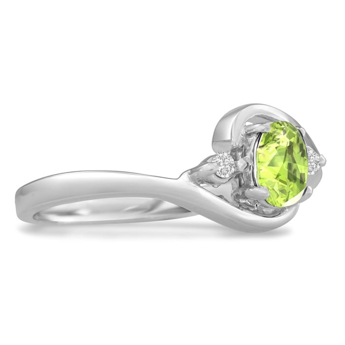 1/2ct Peridot and Diamond Ring In 14K White Gold
