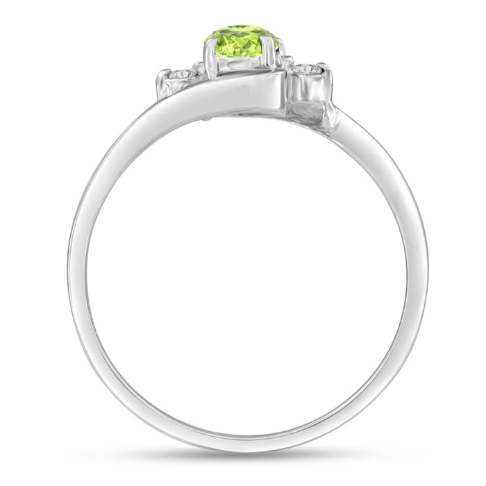 1/2ct Peridot and Diamond Ring In 14K White Gold
