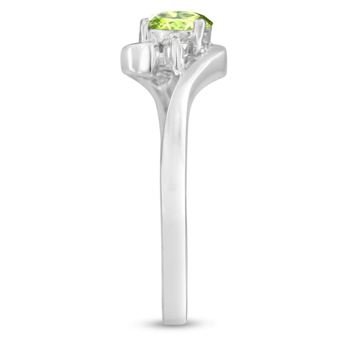 1/2ct Peridot and Diamond Ring In 14K White Gold
