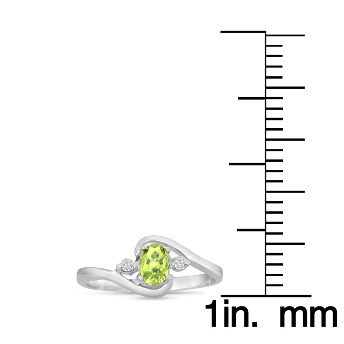 1/2ct Peridot and Diamond Ring In 14K White Gold
