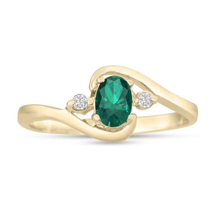 1/2ct Emerald and Diamond Ring In 14K Yellow Gold
