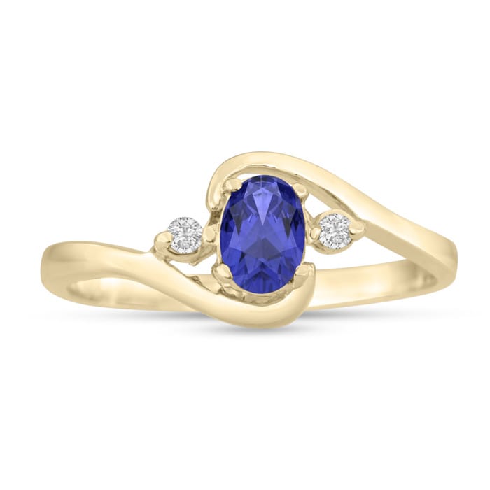 1/2ct Tanzanite and Diamond Ring In 14K Yellow Gold
