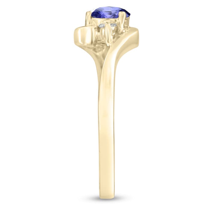 1/2ct Tanzanite and Diamond Ring In 14K Yellow Gold
