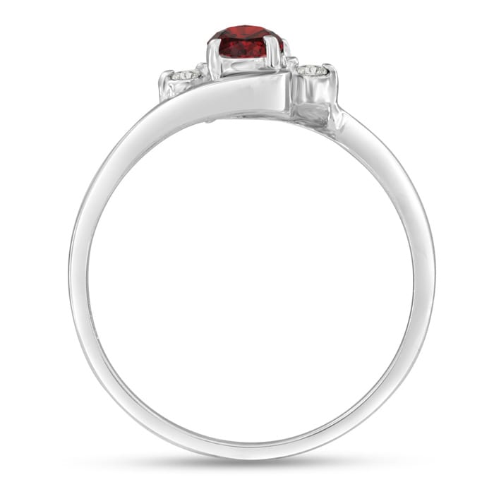 Garnet Ring: Garnet Jewelry: 1/2ct Garnet and Diamond Ring In 14K White Gold
