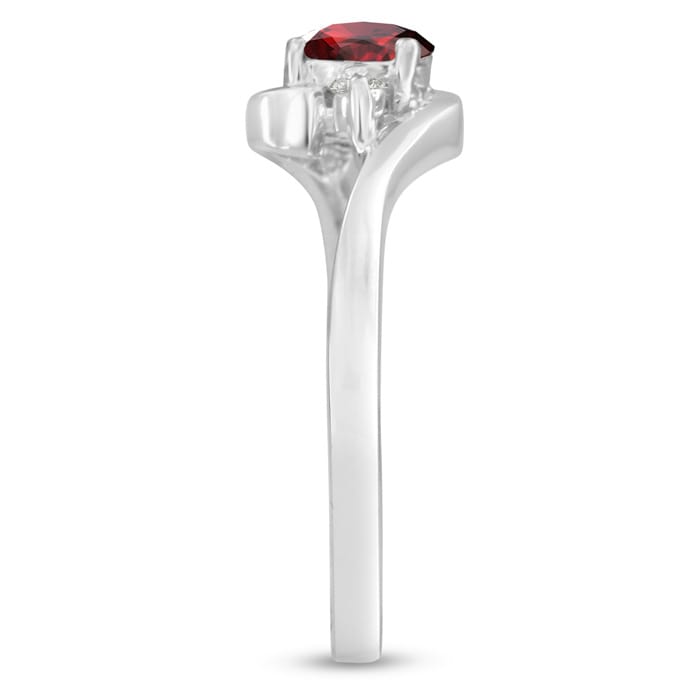 Garnet Ring: Garnet Jewelry: 1/2ct Garnet and Diamond Ring In 14K White Gold

