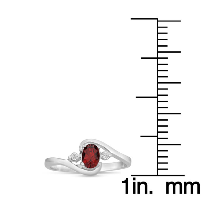 Garnet Ring: Garnet Jewelry: 1/2ct Garnet and Diamond Ring In 14K White Gold
