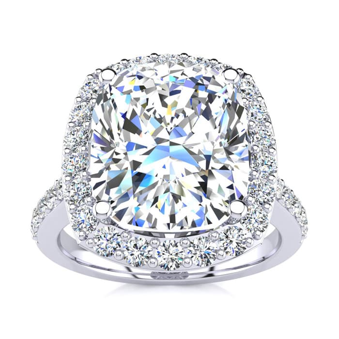 Halo Engagement Rings 18K White Gold 4 1 2 Carat Cushion Cut
