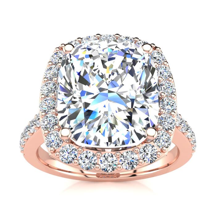 Halo Engagement Rings 18K Rose Gold 4 1 2 Carat Cushion Cut