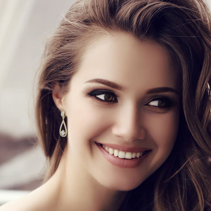 Diamond Drop Earrings: 14K Yellow Gold 3 Carat Diamond Halo Teardrop Earrings