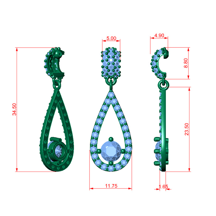 Diamond Drop Earrings: 14K Yellow Gold 3 Carat Diamond Halo Teardrop Earrings