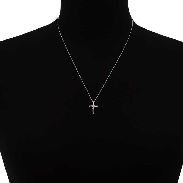 0 15 Carat Diamond Cross Necklace In Two Tone Gold Superjeweler