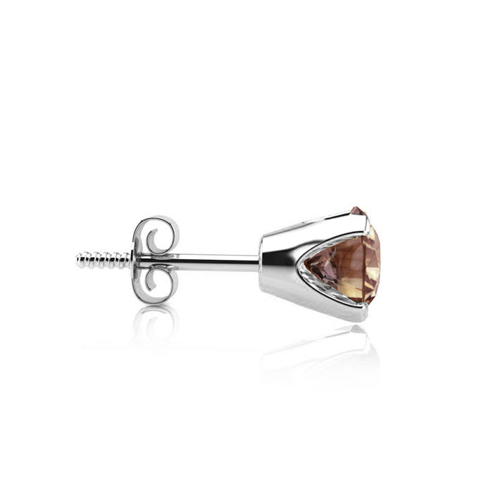 1/2 Carat Chocolate Bar Brown Champagne Diamond Stud Earrings in 14 Karat White Gold FIlled